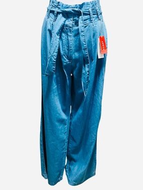 Guess Blue Wide-Leg Chinos with Self-Tie Belt